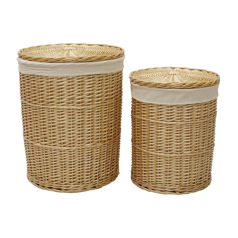 Acacia Round Willow Laundry Baskets + Bins