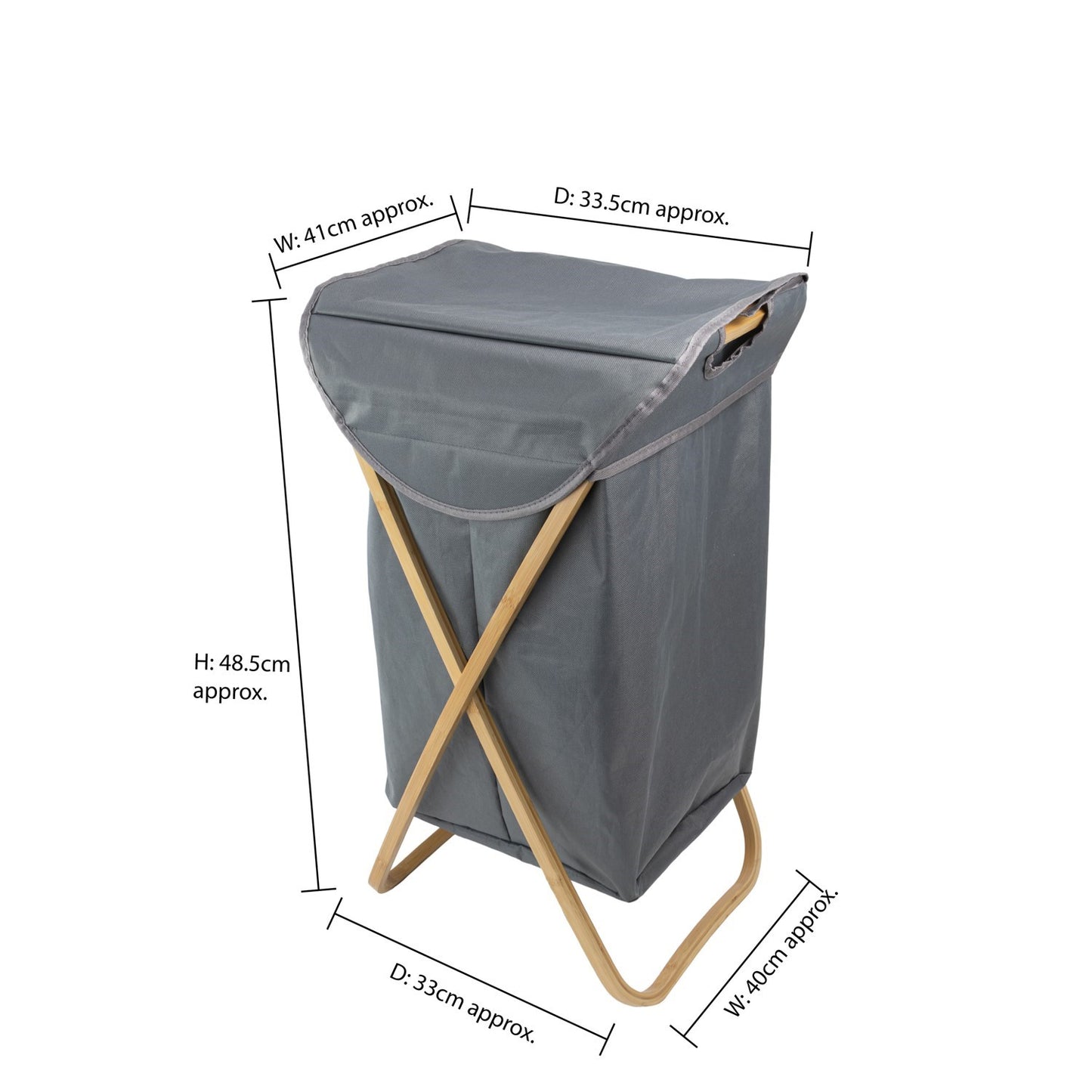 Bambanio Foldable Bamboo Laundry Storage Hamper, 100L - Grey