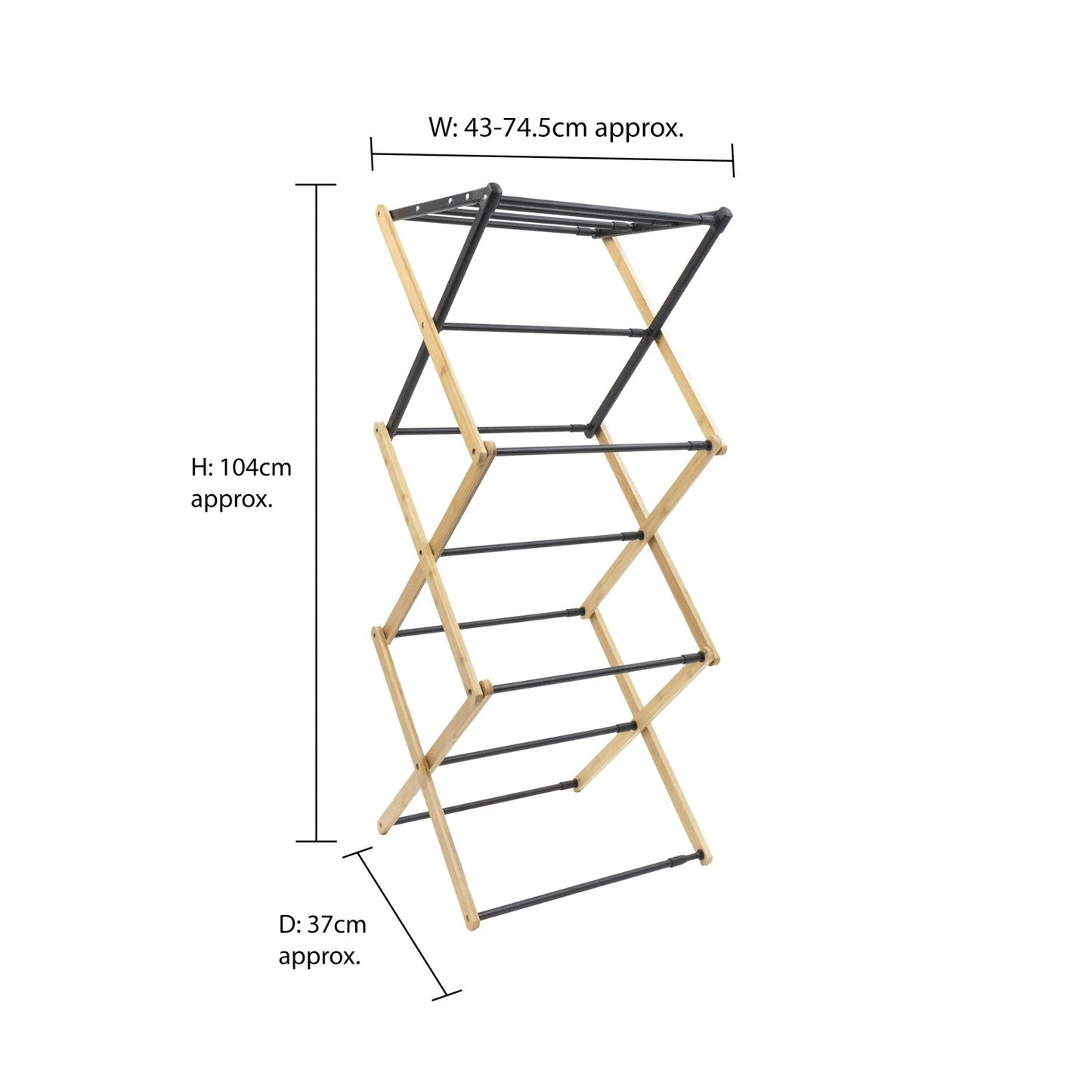 Bamboo Extendable 3 Tier Concertina Clothes Airer, Brown