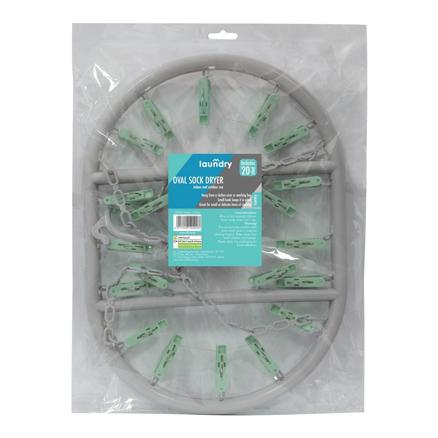 Oval Sock Dryer Including 20 Pegs