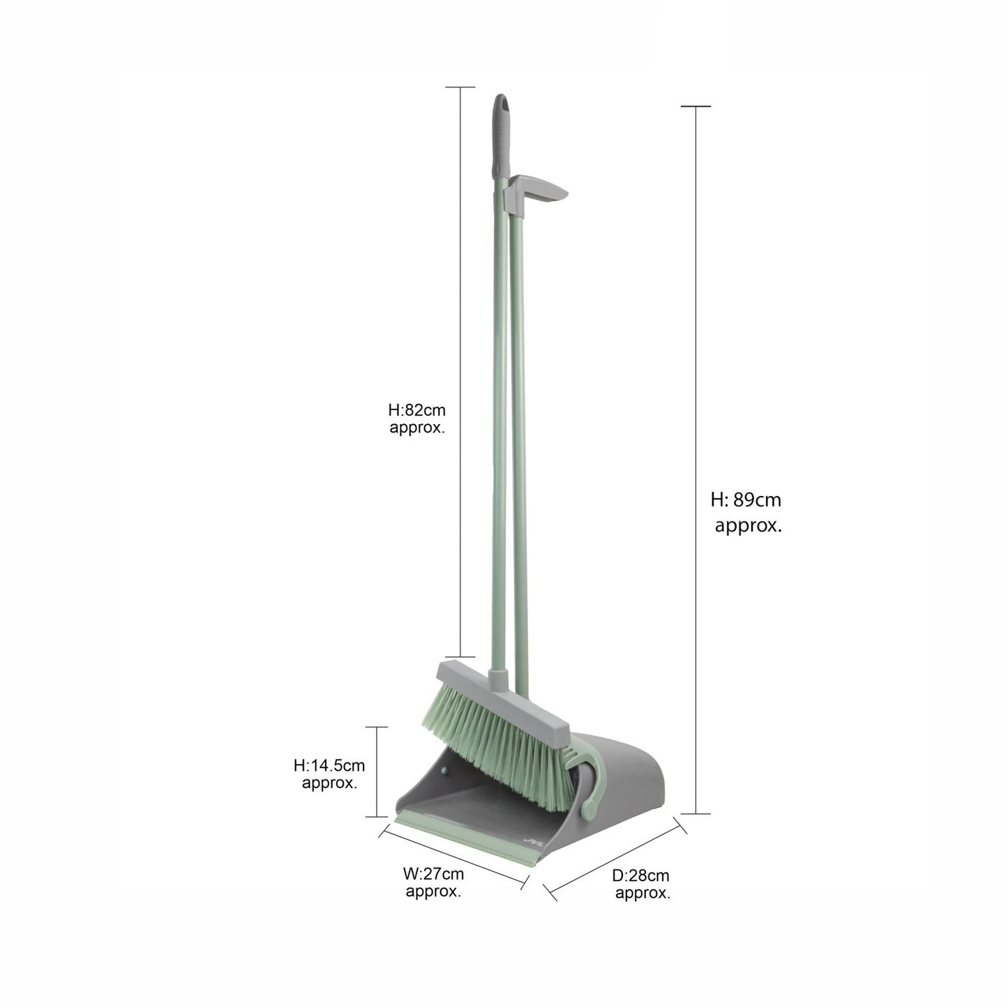 Long Handle Lobby Dust Pan And Brush Set - Grey