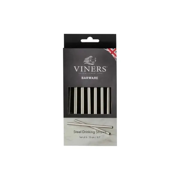 Barware 6pce Short Steel Drinking Straws