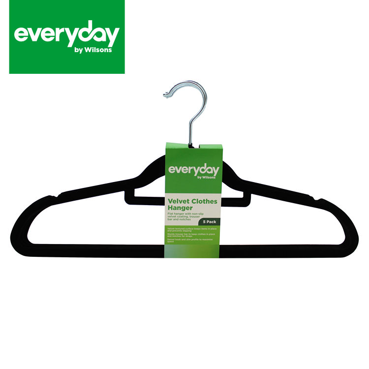 Everyday by Wilsons Velvet Hanger Black 5pk