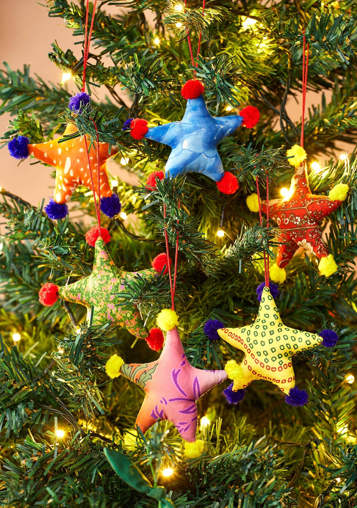 Recycled Sari Decoration Star Pompoms
