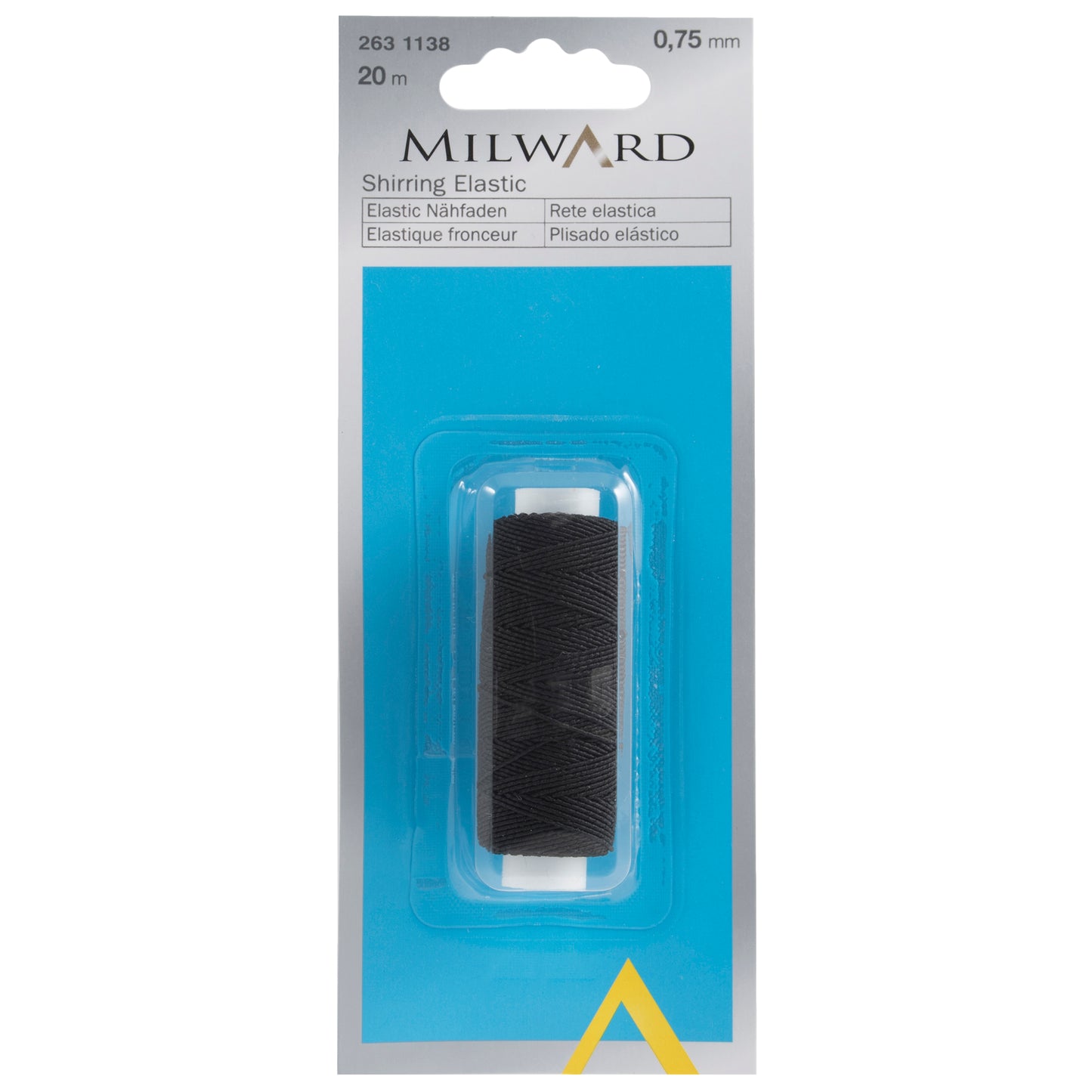Milwards Shirring Elastic: 20m x 0.75mm: Black