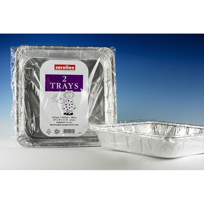 Caroline Foil Trays 60oz / 227 x 227 x 38mm 2pk 1013