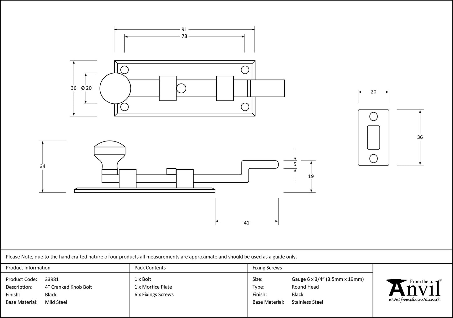 Cranked Knob Bolt