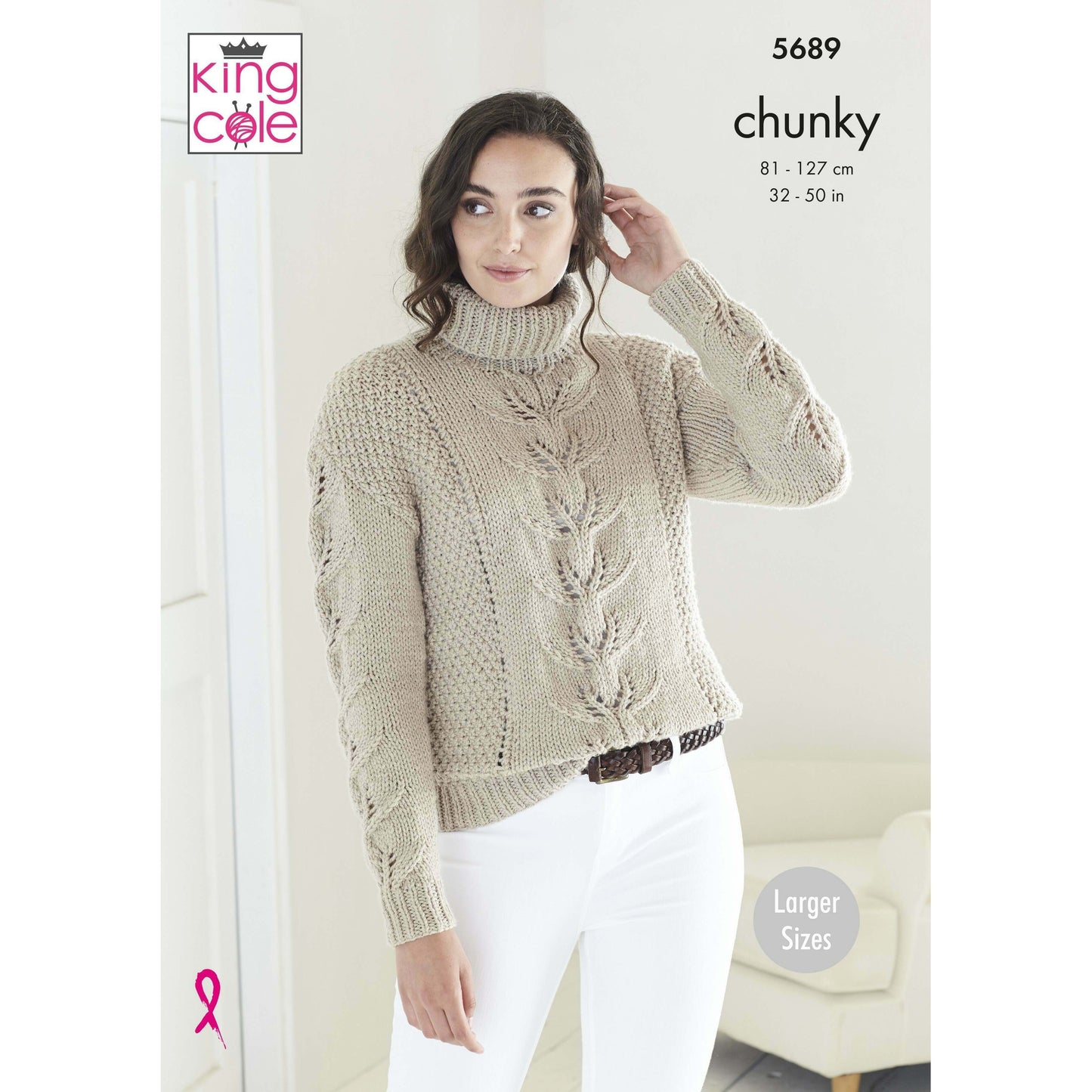 Roll Neck Cabled Sweater Knitted in Chunky