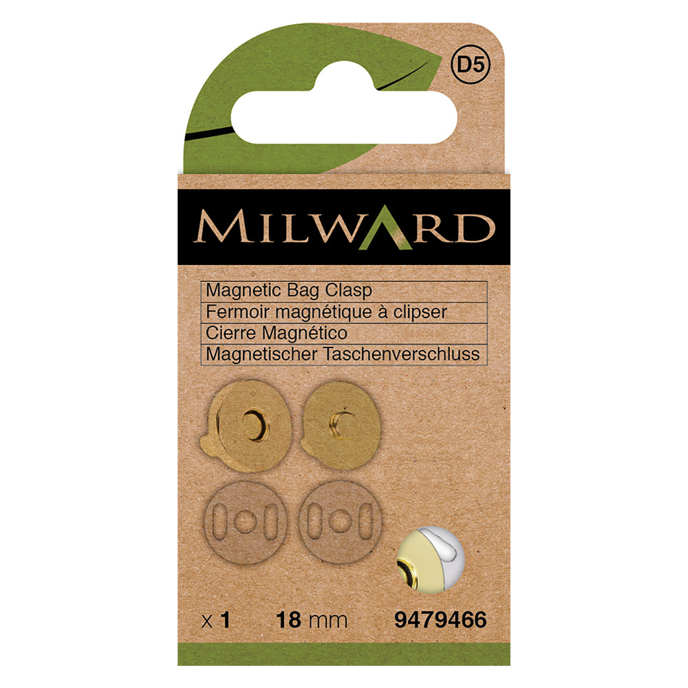 Magnetic Bag Closure: 18mm: Gold