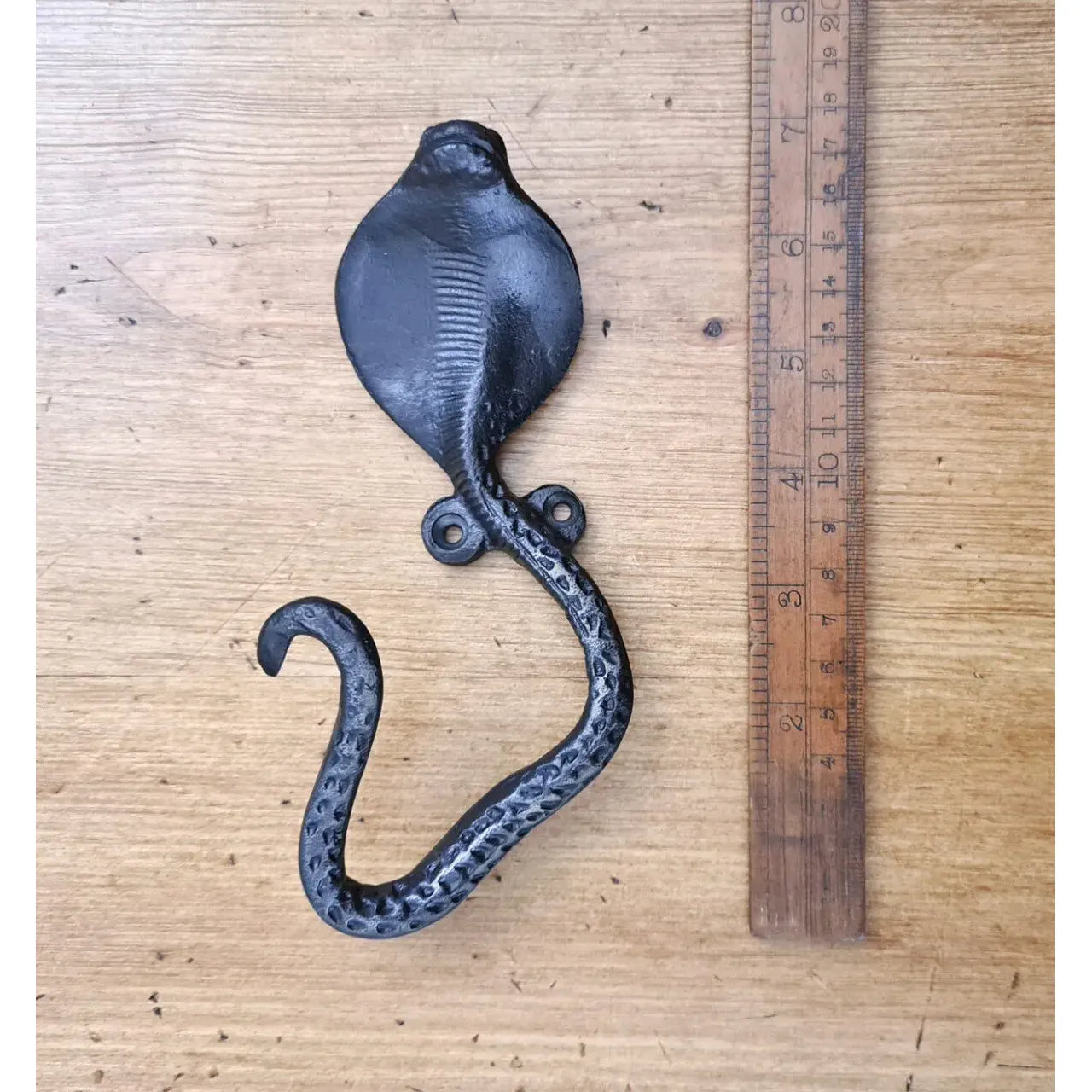 Coat Hook Single COBRA Snake Cast Antique Iron 70 x 160mm
