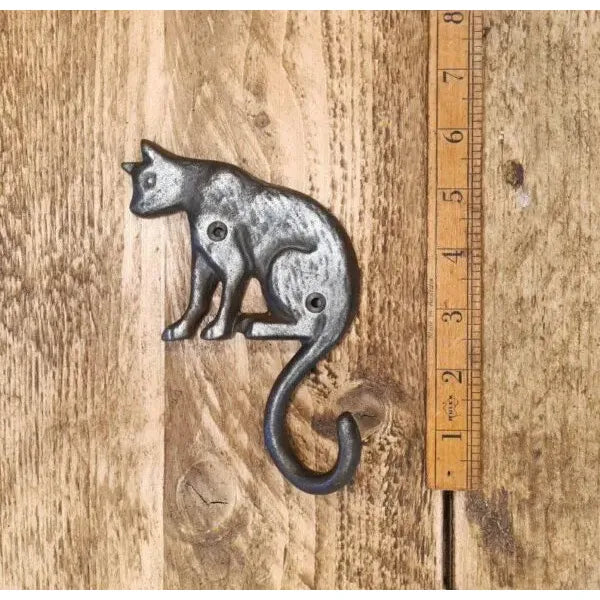 Coat Hook Single CAT Curly Tail Cast Antique Iron 150mm