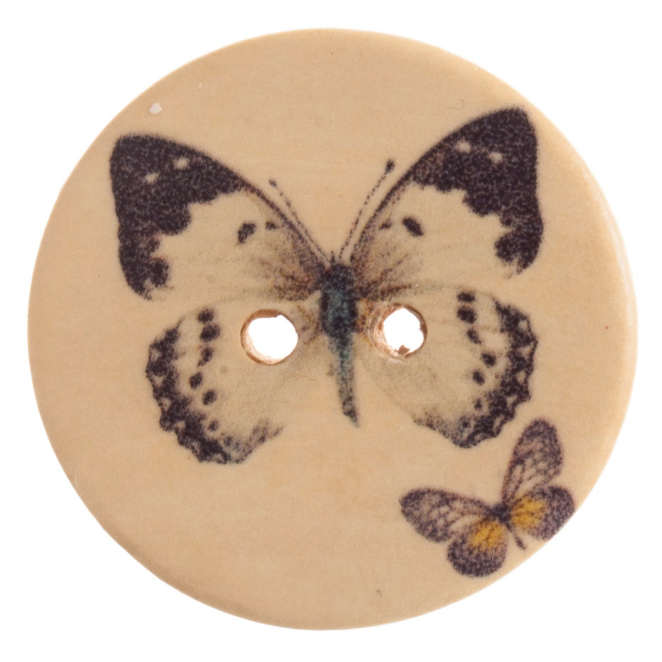 Buttons: Patterned: Butterfly: 25mm:
