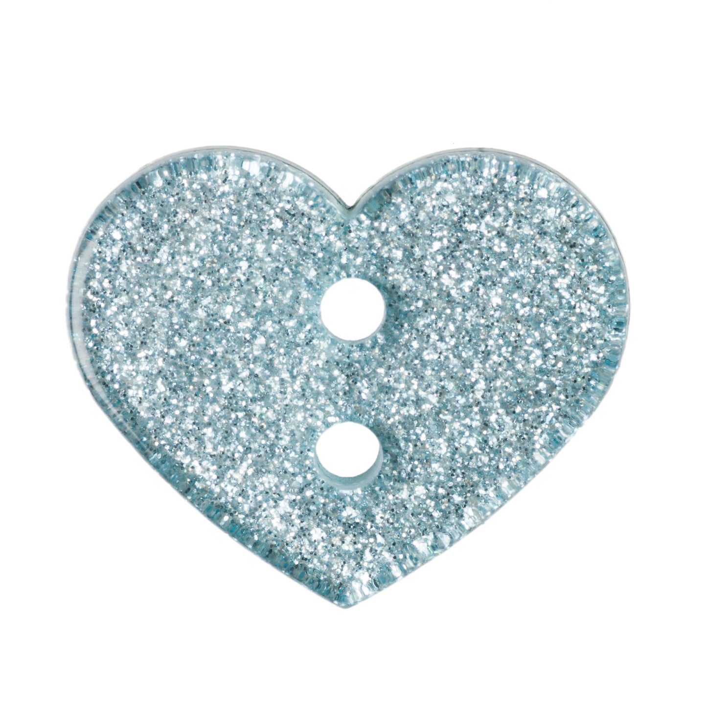 Buttons: Glitter: Heart: 18mm: Light Blue