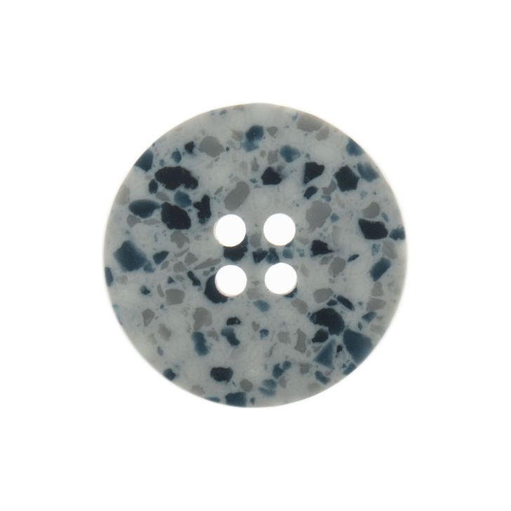 Button: Eco-Conscious: Recycled Plastic Scrap: 4 Hole: 18mm: Silver/Grey