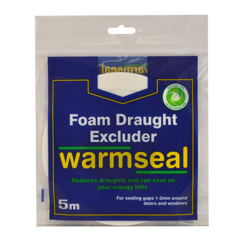 Warmseal PVC Foam Draught Excluder, White, 5m