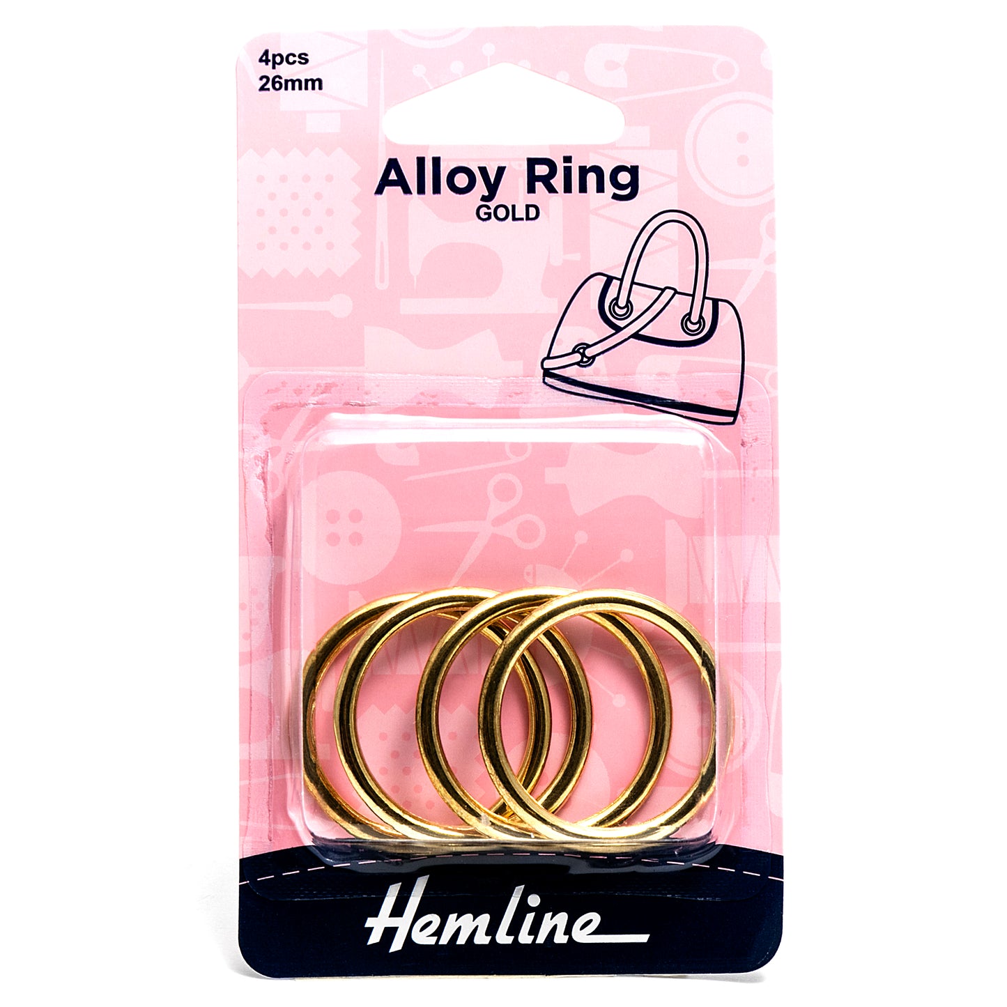 Alloy Ring: 26mm: Gold: 4 Pieces