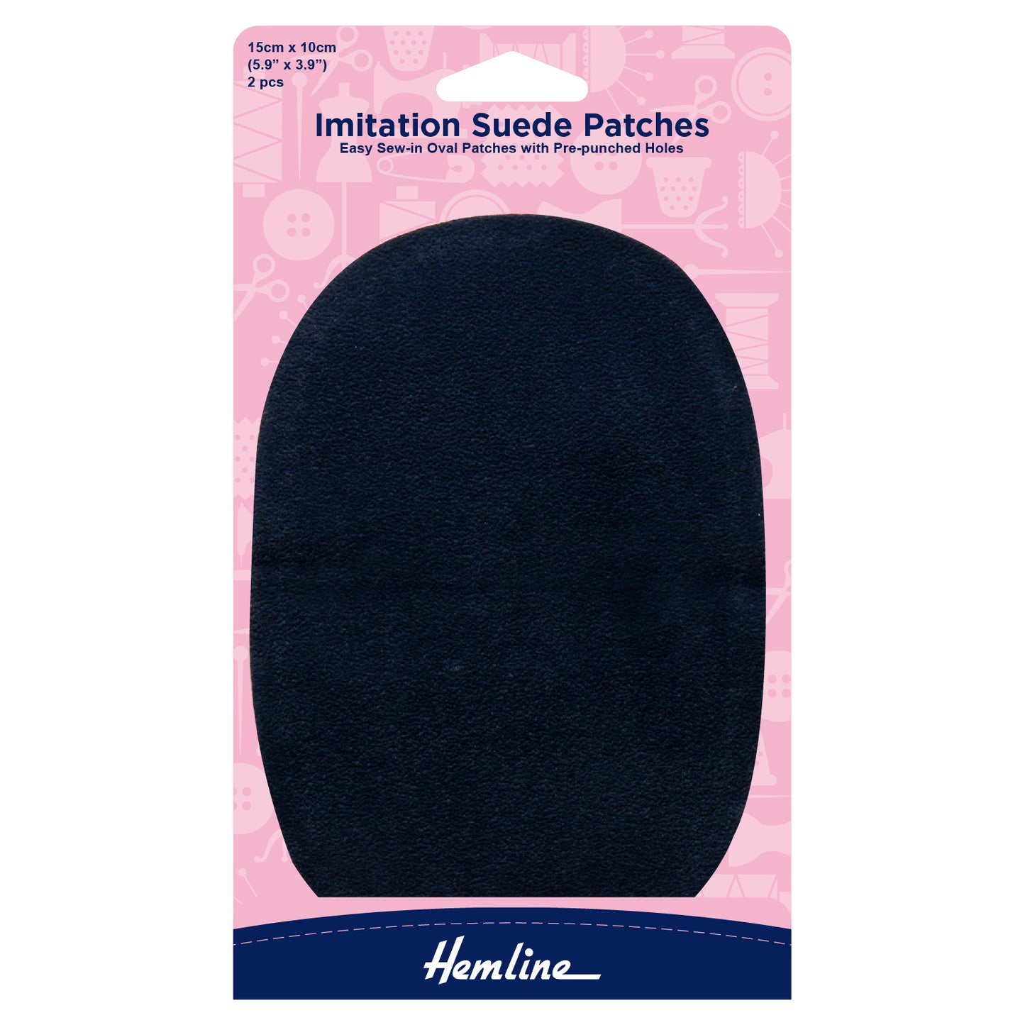 Sew-in Imitation Suede Patches: Navy - 10 x 15cm