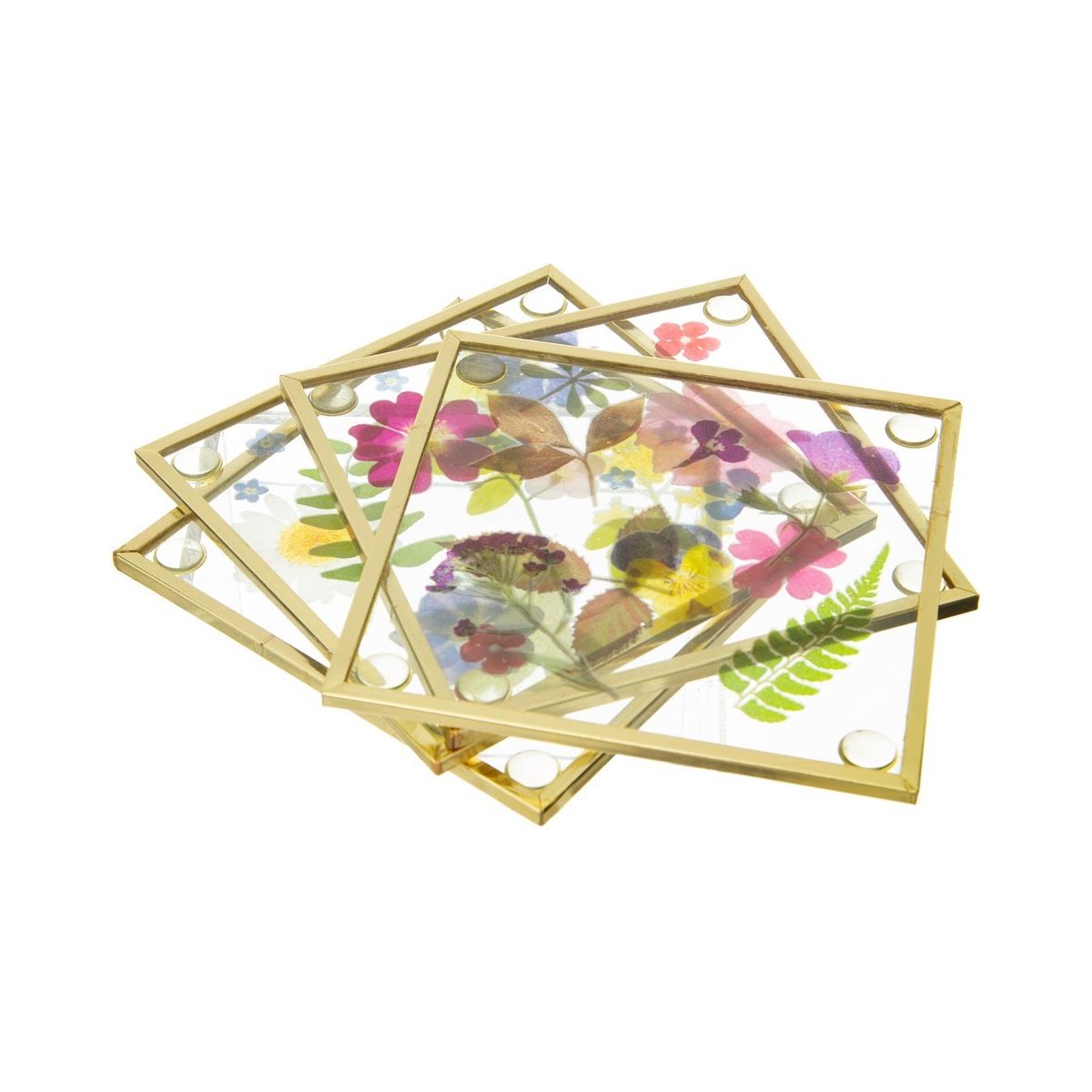 Flower Print Glass Coasters