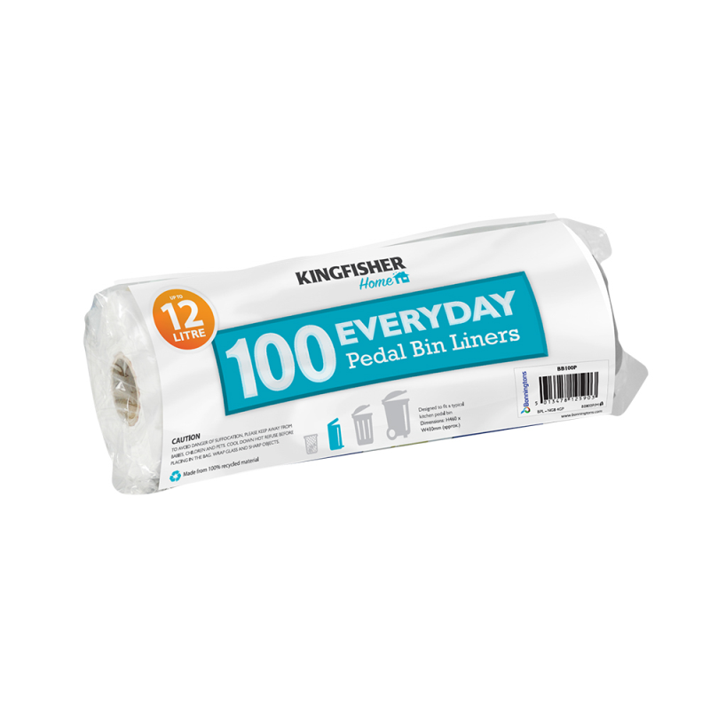 KINGFISHER 100 White Value 12L Pedal Bin Liners