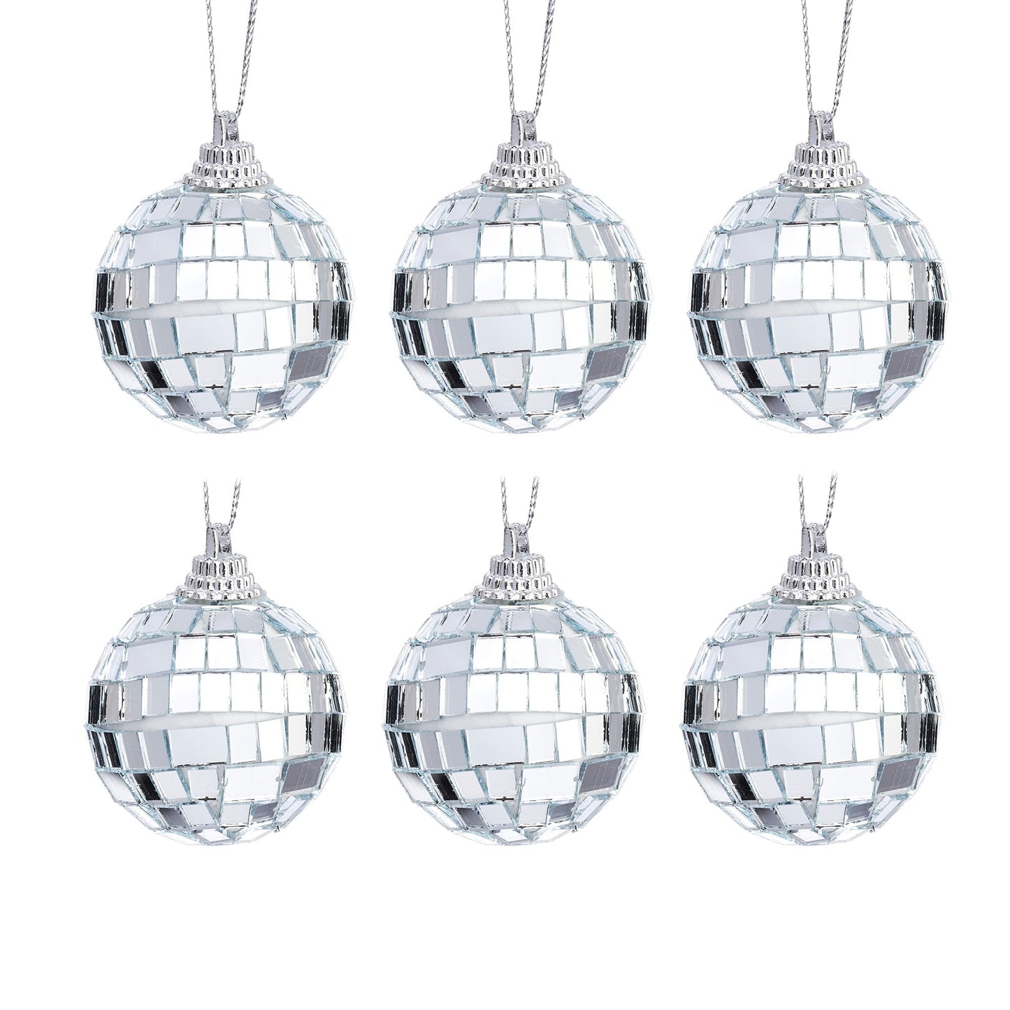 Mini Mirror Ball Baubles - Set of 6