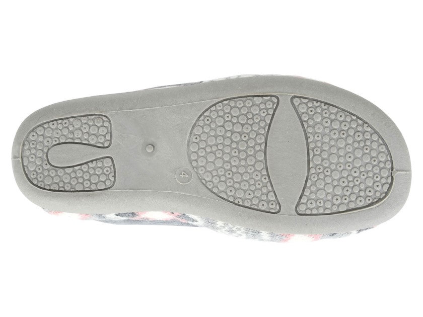 'Janine' Grey & Knitted Textile Collar Slipper