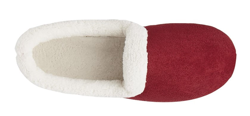 'Sandie' Wine Imitation Suede Collared Full Slipper