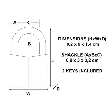 Solid Brass 60mm Padlock 5-Pin