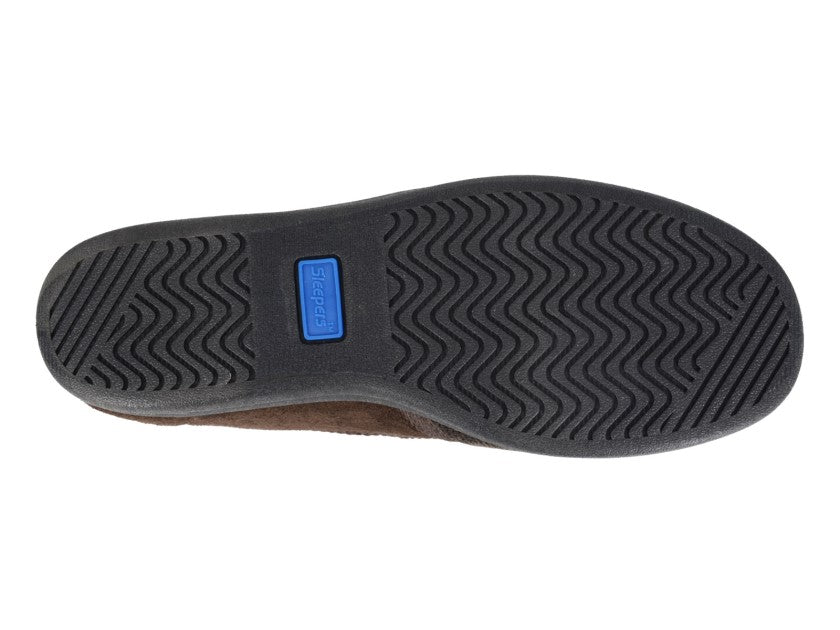 'Harry' Grey Synthetic Suede/Textile Twin Gusset Slipper