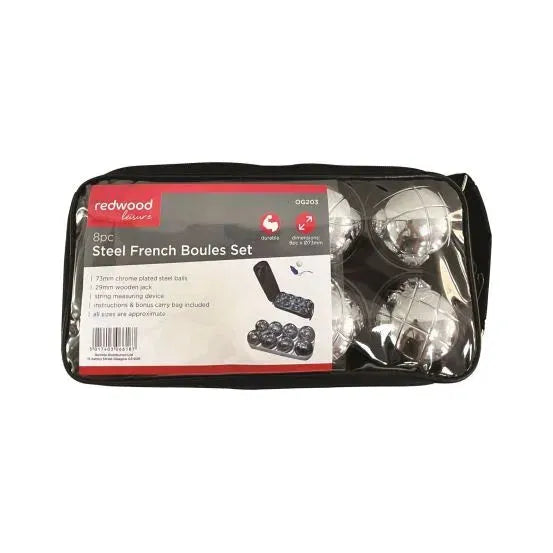 REDWOOD 8 Piece Steel French Boules Set