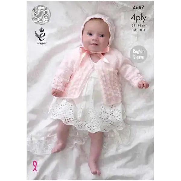 Matinee Coats, Bonnet, Hat & Bootees Knitted with Comfort 4Ply