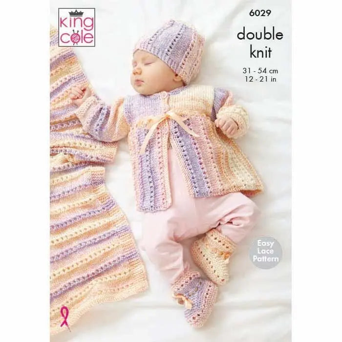 Cardigan, Matinee Coat, Hat, Booties & Blanket Knitted in Cutie Pie DK