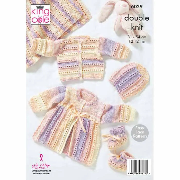 Cardigan, Matinee Coat, Hat, Booties & Blanket Knitted in Cutie Pie DK