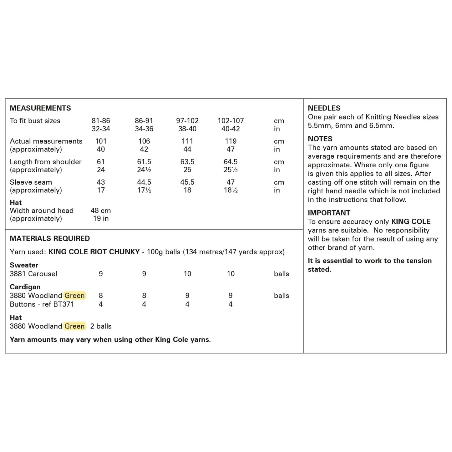 Sweater, Cardigan & Hat Knitted in Riot Chunky