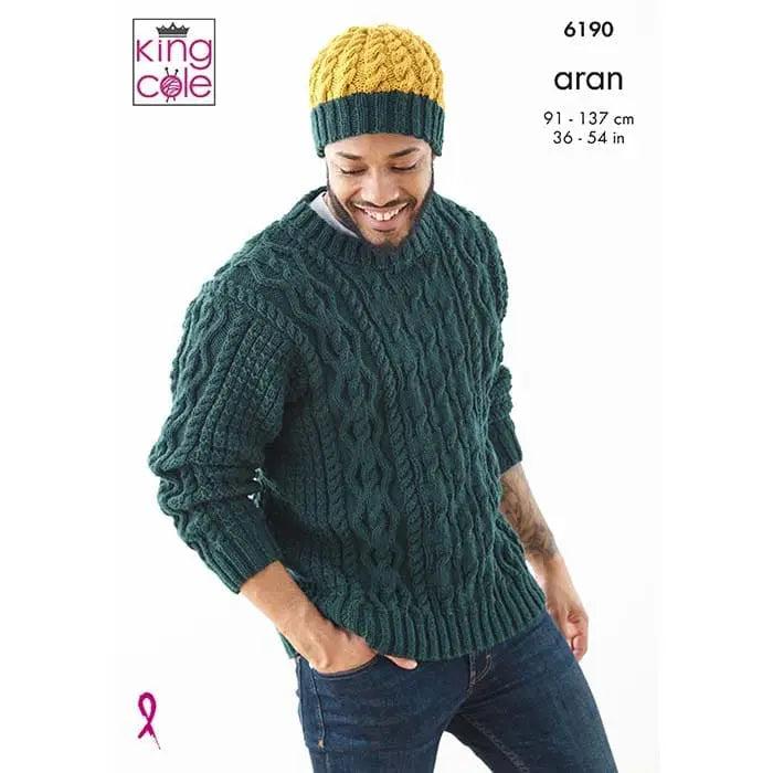Sweater, Slipover and Hat: Knitted in King Cole Big Value Aran