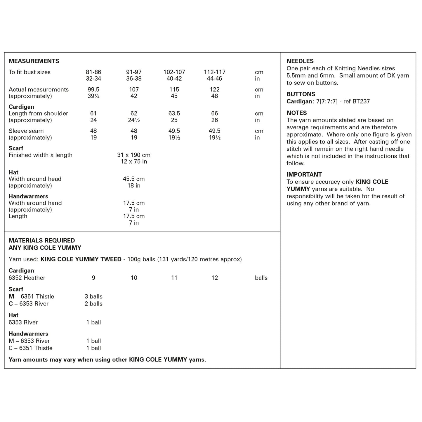 Cardigan, Scarf, Hat and Handwarmers in Yummy Tweed