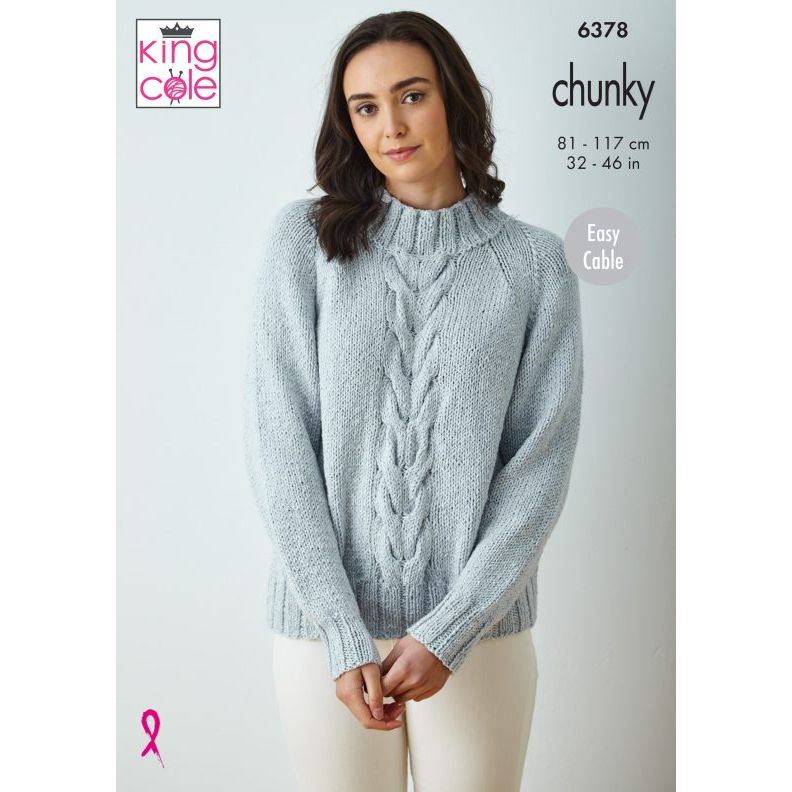 Cape Top and Oversized Cable Sweater knitted in Simply Denim Chunky