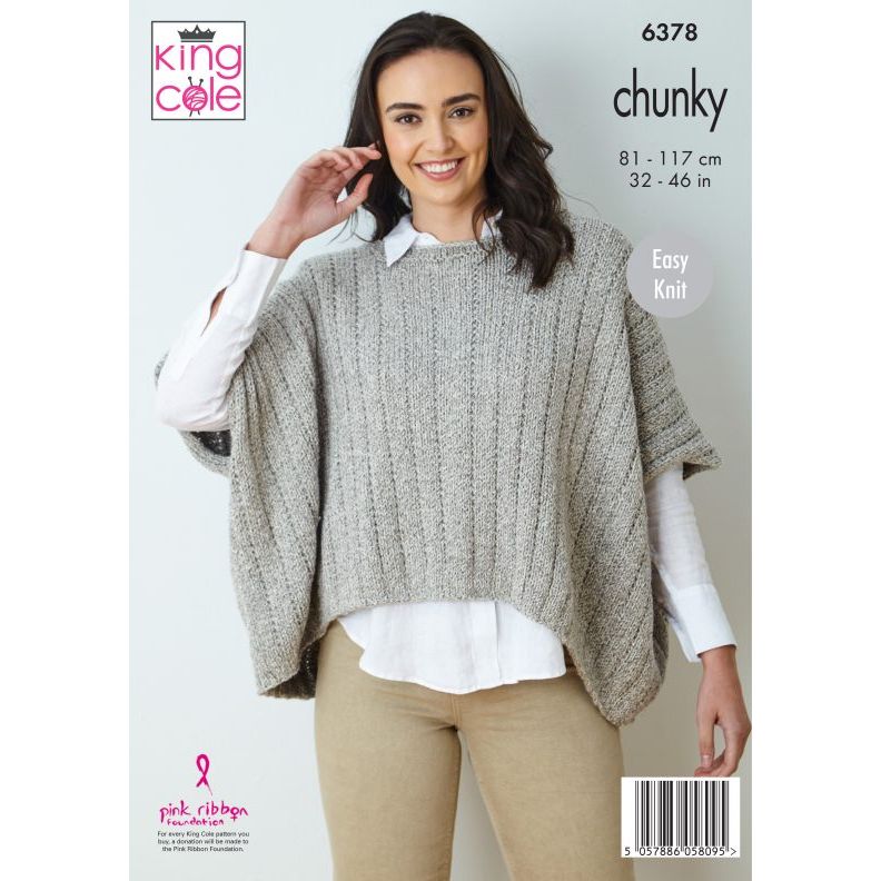 Cape Top and Oversized Cable Sweater knitted in Simply Denim Chunky