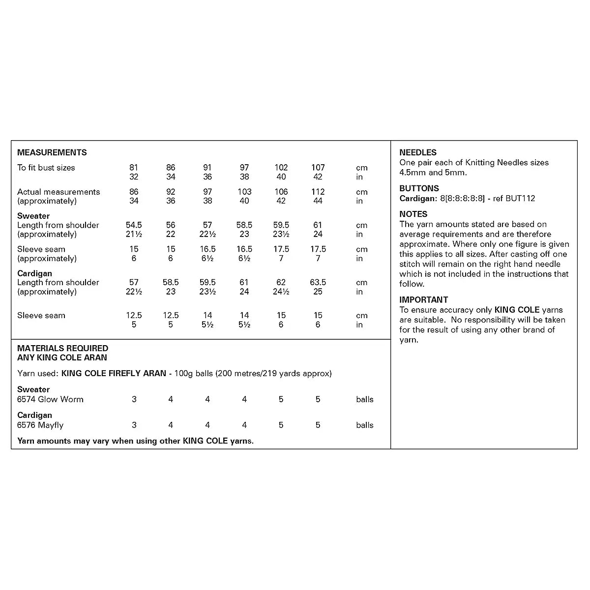 Sweater and Cardigan knitted in Firefly Aran