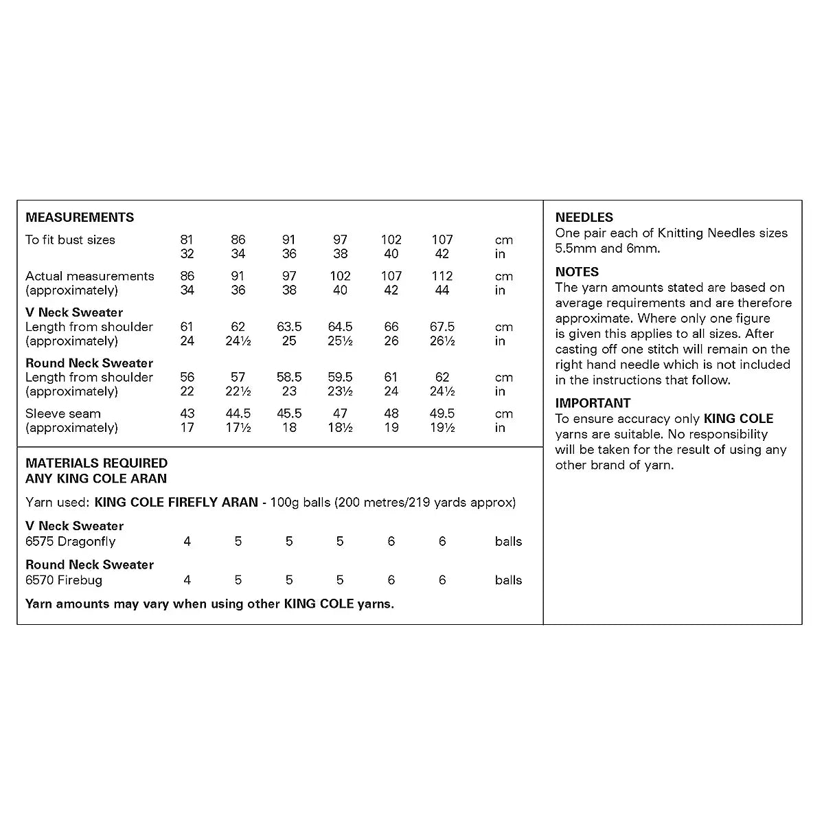 Sweaters knitted in Firefly Aran