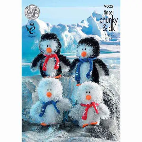 Penguins Knitted with Tinsel Chunky & Dollymix DK