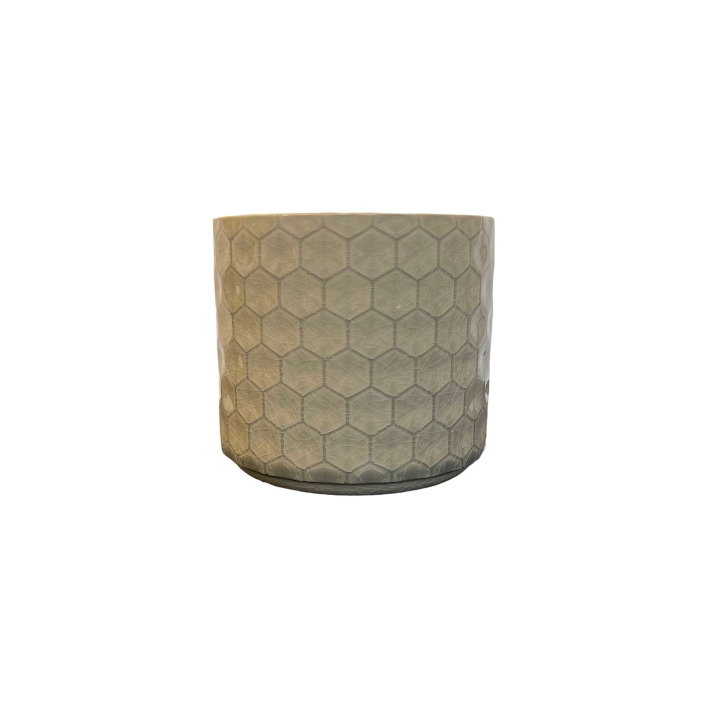 Glazed Hex Patterned Cylinder 14cm