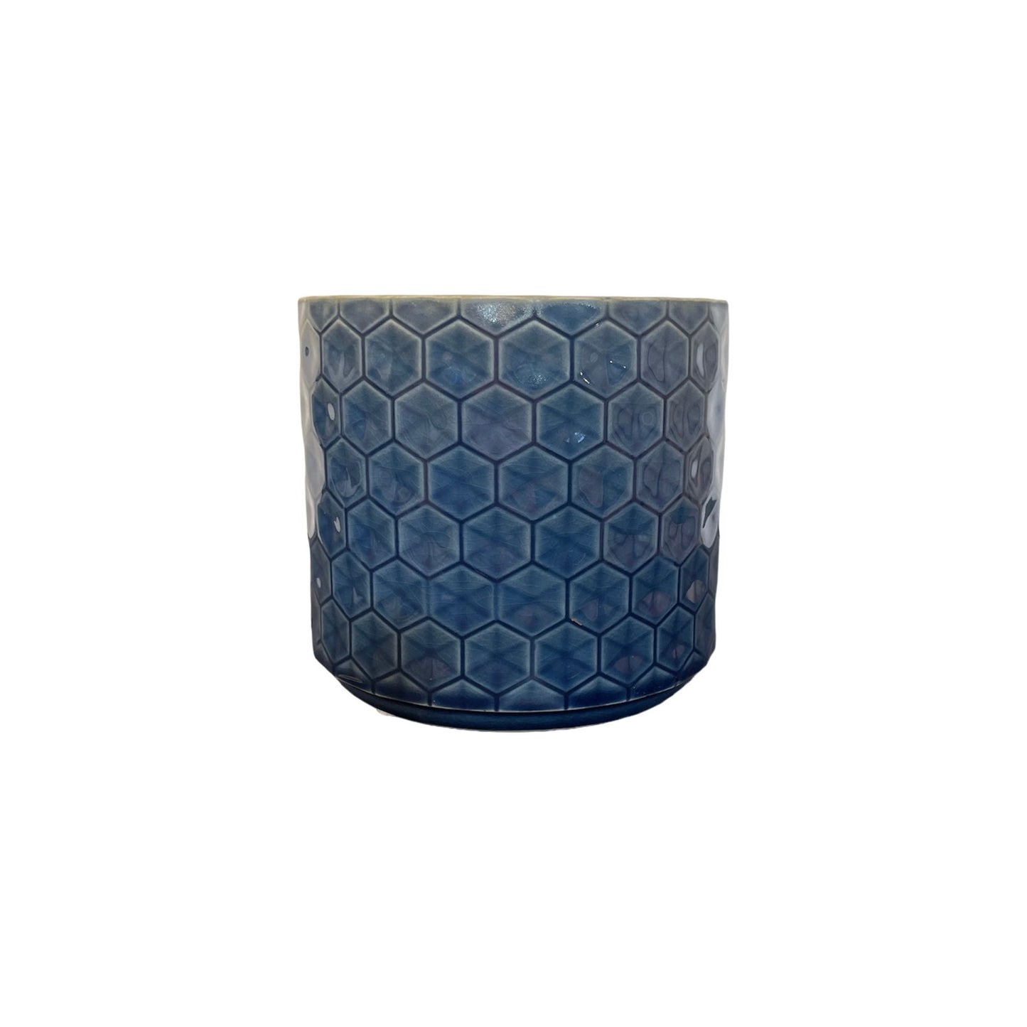 Glazed Hex Patterned Cylinder 14cm