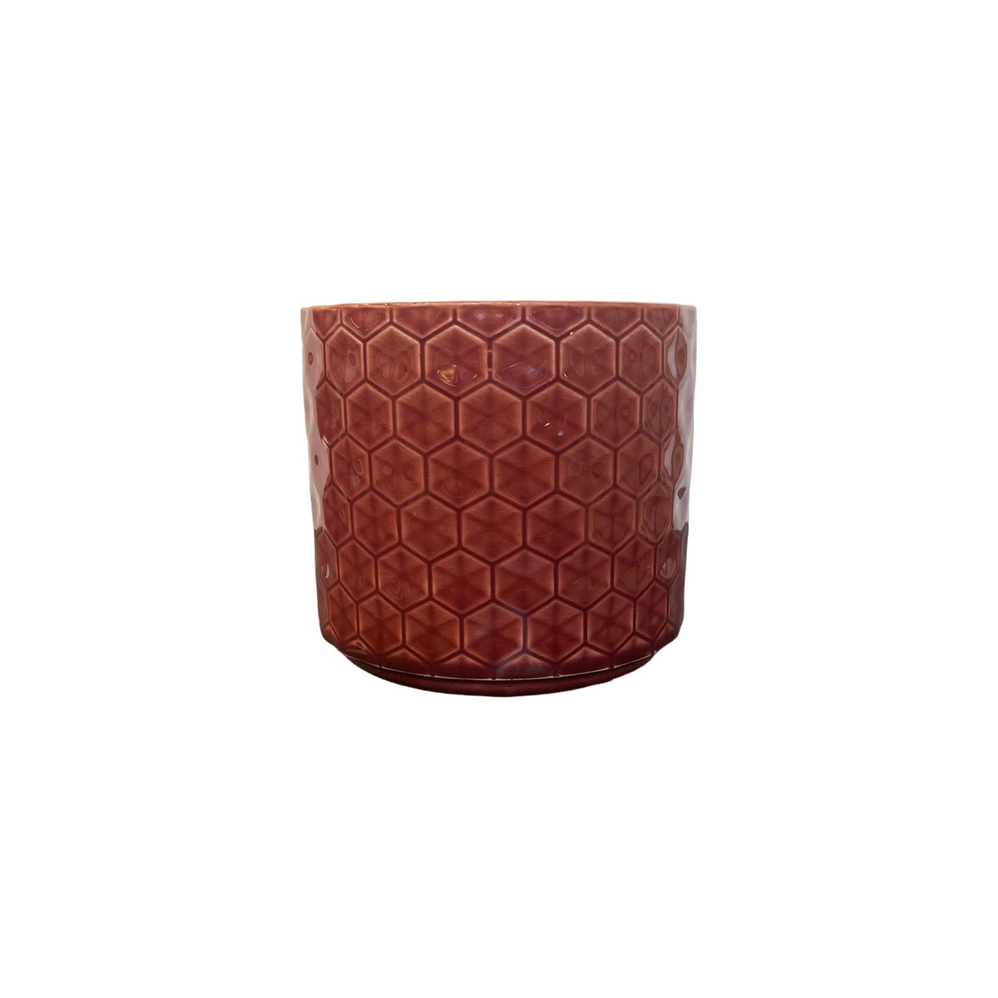 Glazed Hex Patterned Cylinder 14cm