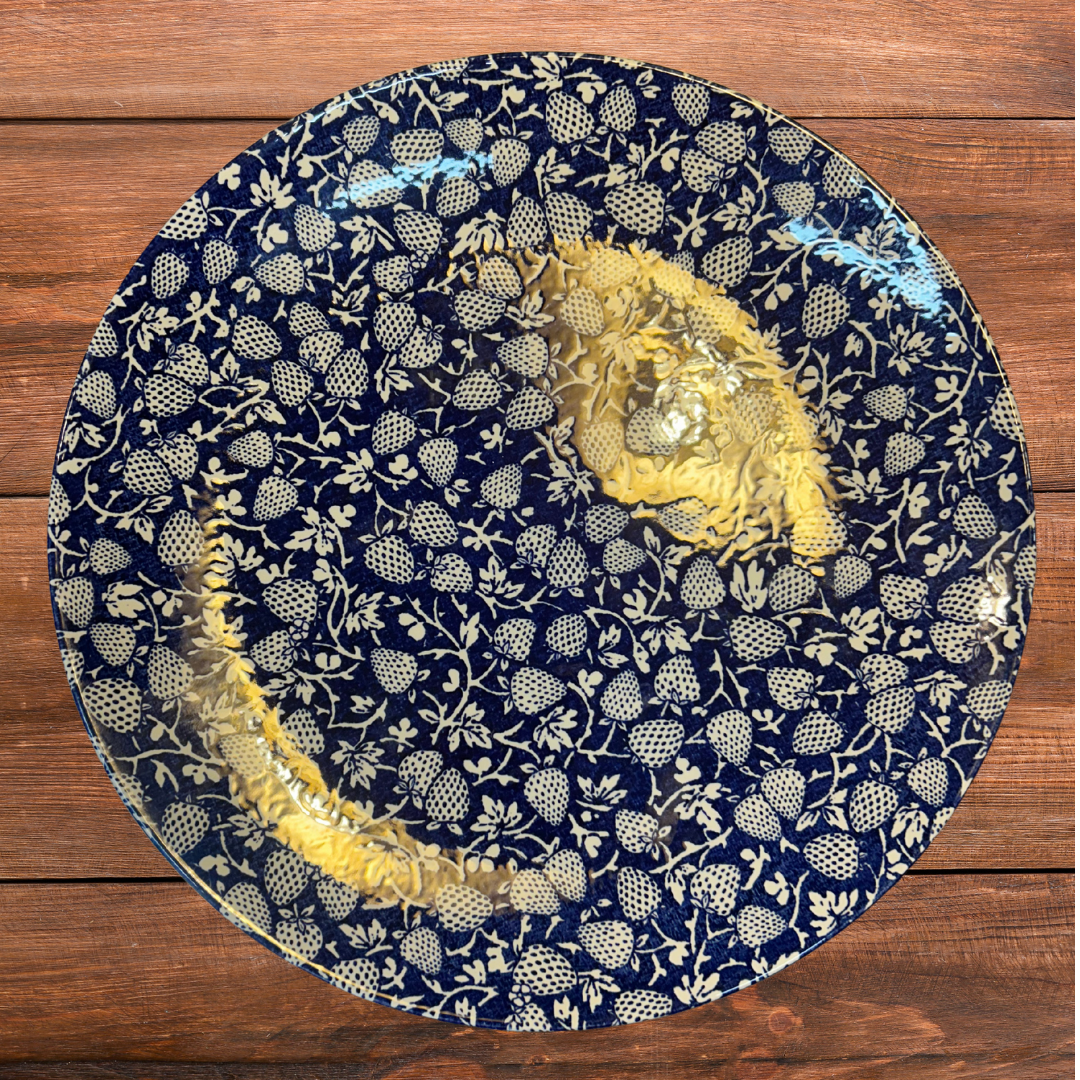 Eton Collection Serving Plate - Blue Strawberry Pattern
