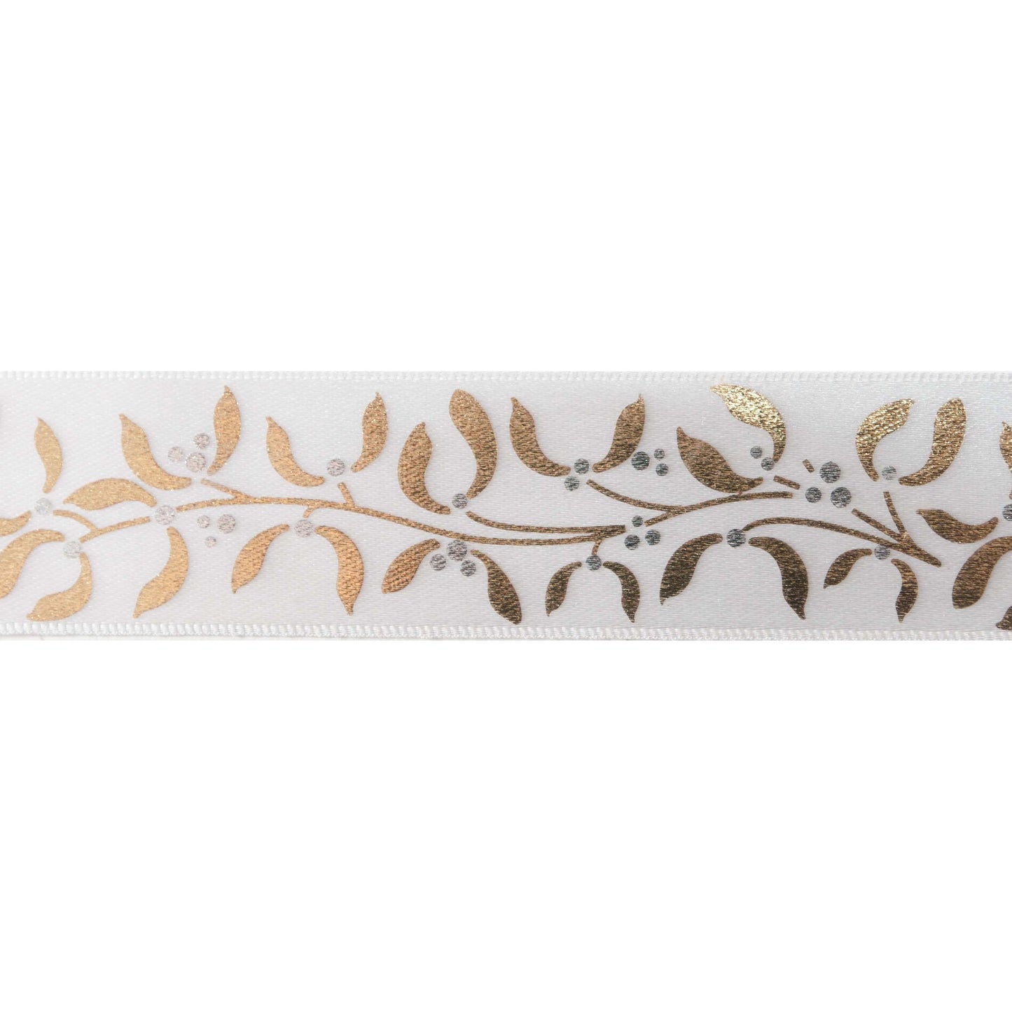 Ribbon: Mistletoe Wishes: 25mm: White Gold (Price per Metre)