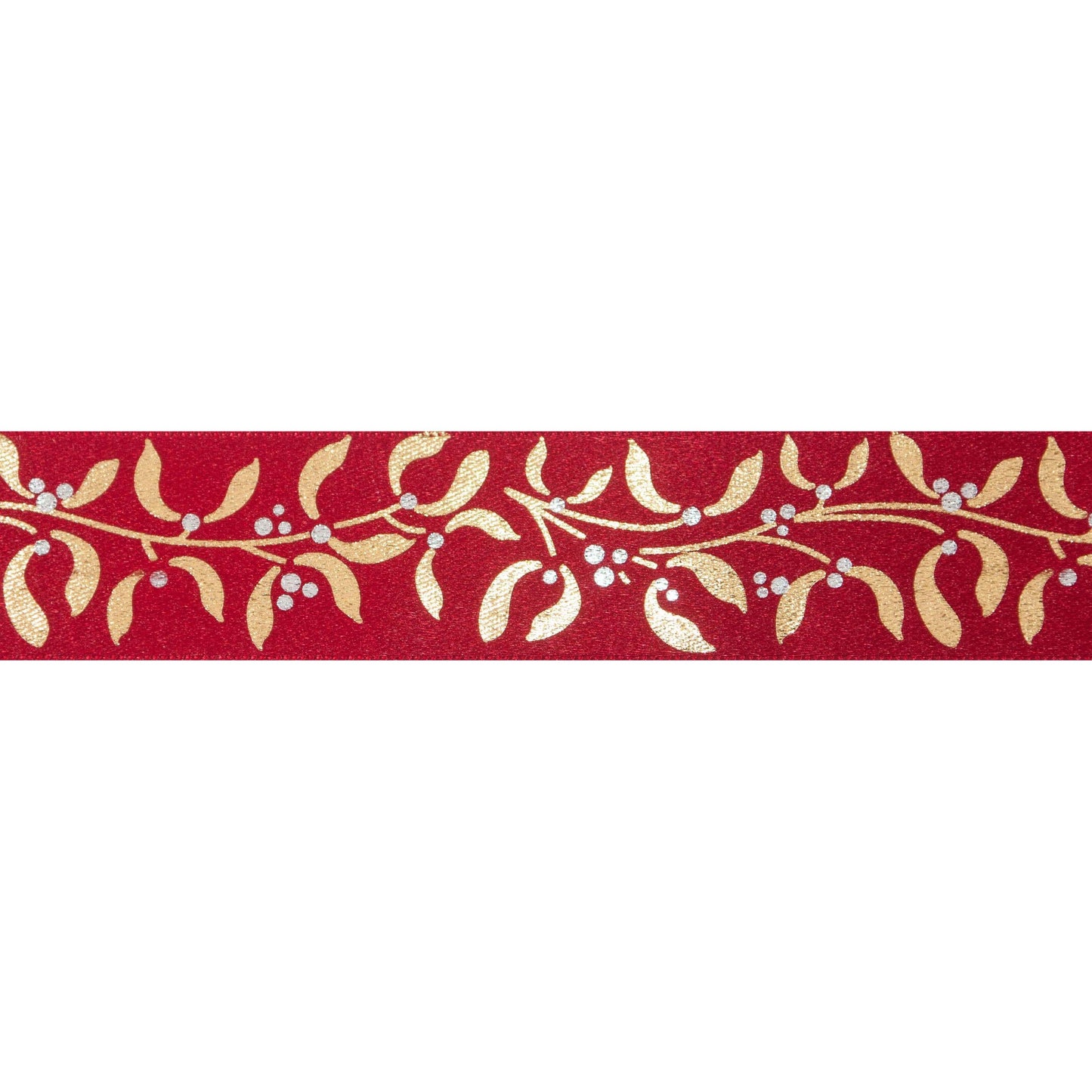Ribbon: Mistletoe Wishes: 25mm: Red Gold Per Metre