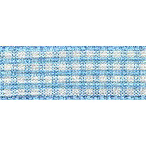 Ribbon: Gingham: 15mm: Sky - Price Per Meter