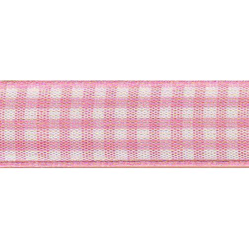 Ribbon: Gingham: 15mm: Rose - Price Per Meter