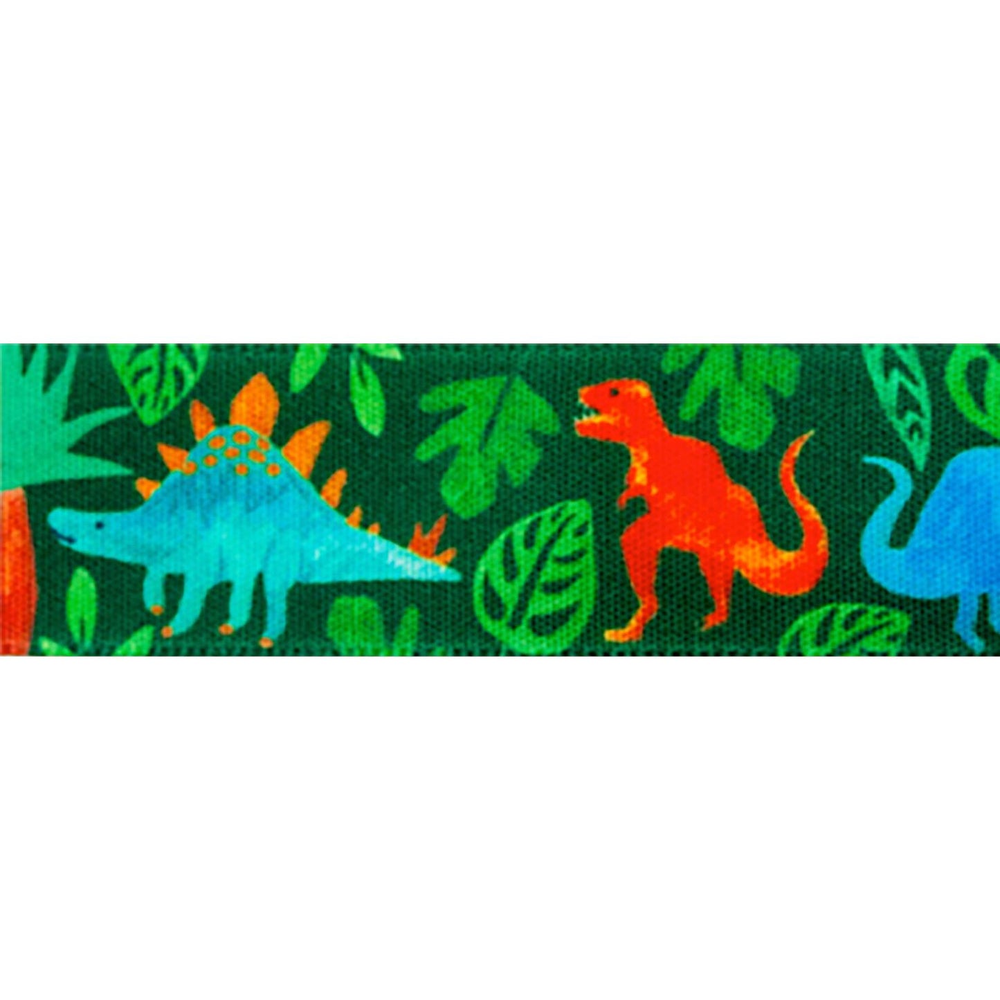 Ribbon: Dinosaur: 25mm: White/Green PRICE PER METER