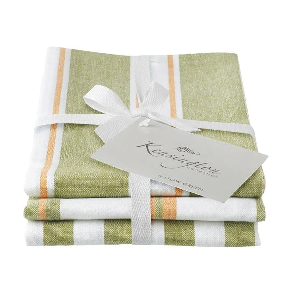 Kensington Stripe Tea Towel set 3 Green